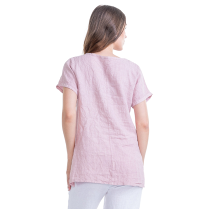 Dawn Linen Top Rose