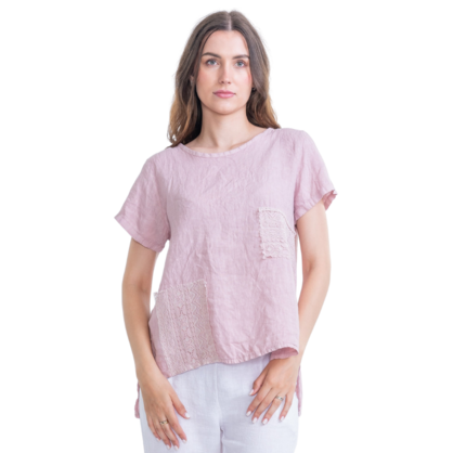 Dawn Linen Top Rose