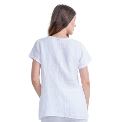 Dawn Linen Top White