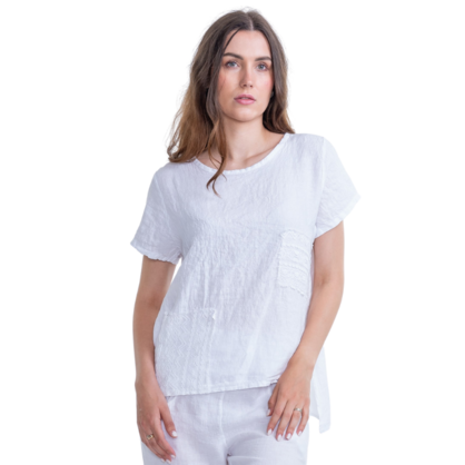 Dawn Linen Top White