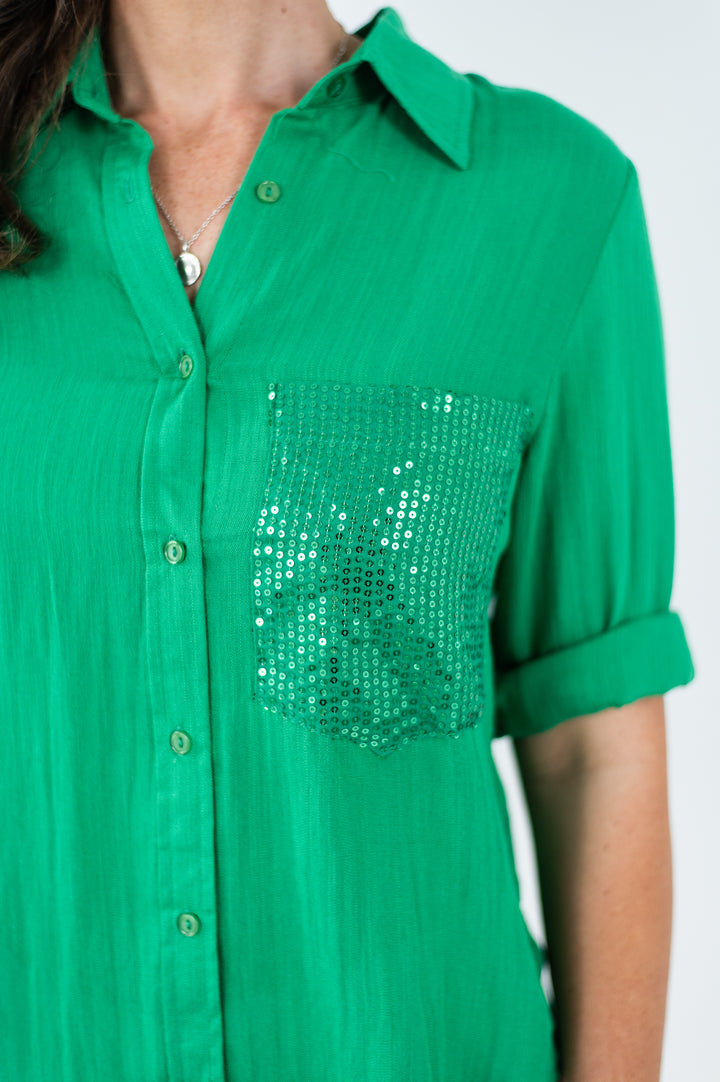 Sequin Pocket Shirt Green