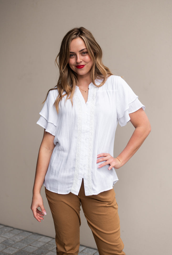 Pintuck Blouse White