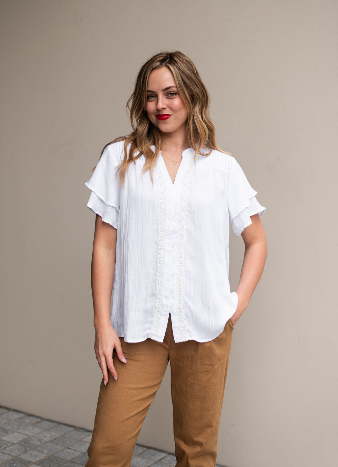 Pintuck Blouse White