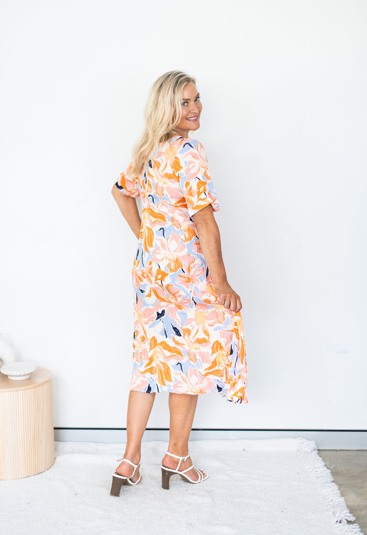 Tangerine Curved Hem Dress