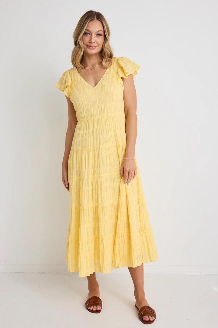 Marley Dress Flutter Sleeve  Butter