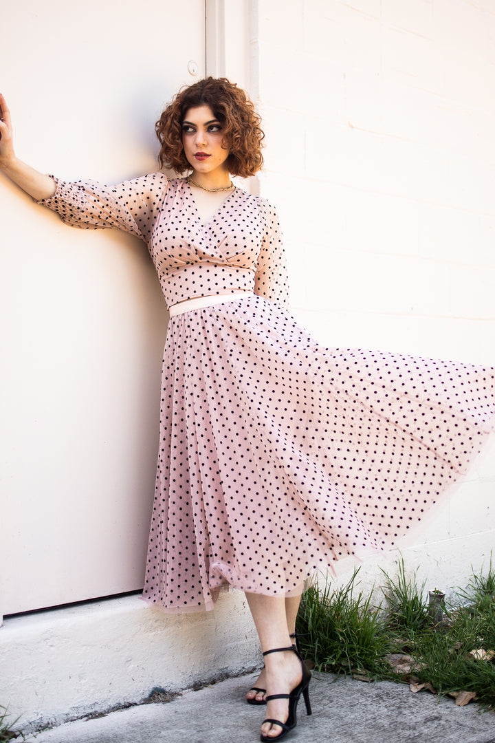 Dots Wrap Top Ballet Pink