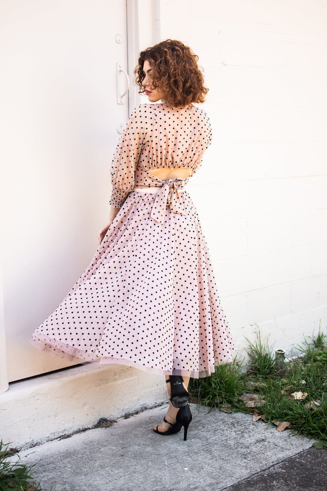 Dots Wrap Top Ballet Pink