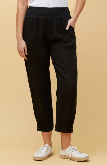 Bottega Moda Linen Pants Black