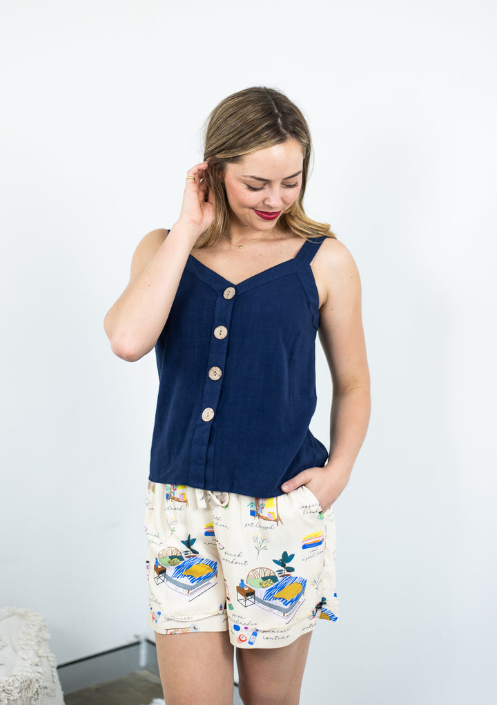 Big Button Tank Navy