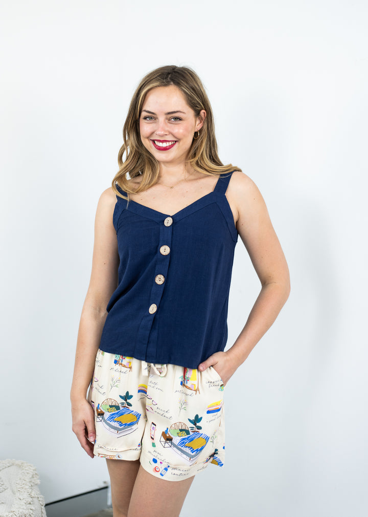 Big Button Tank Navy