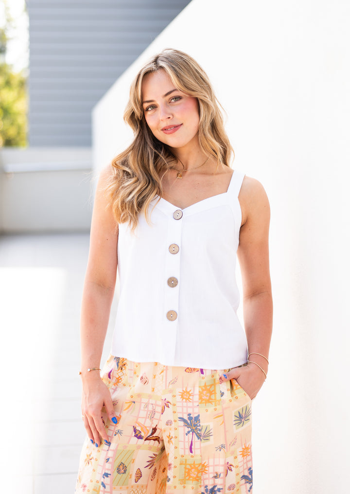 Big Button Tank White