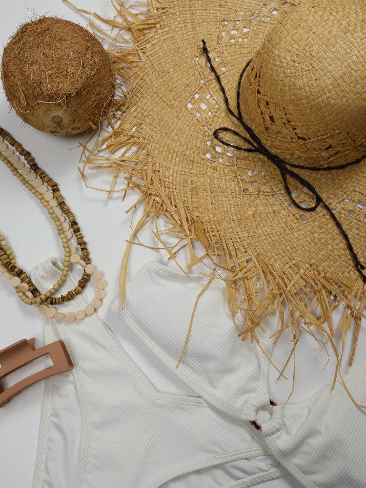 Floppy Frayed Raffia Sun Hat