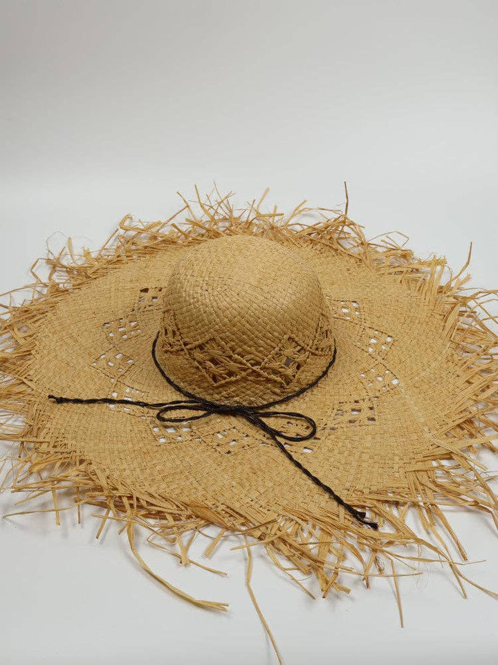 Floppy Frayed Raffia Sun Hat