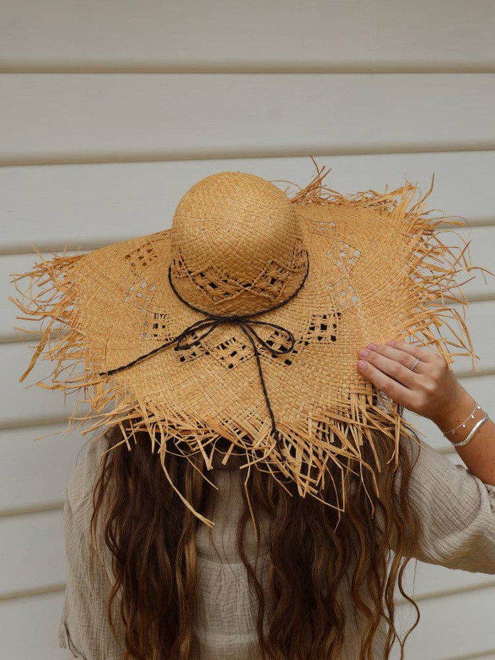 Floppy Frayed Raffia Sun Hat